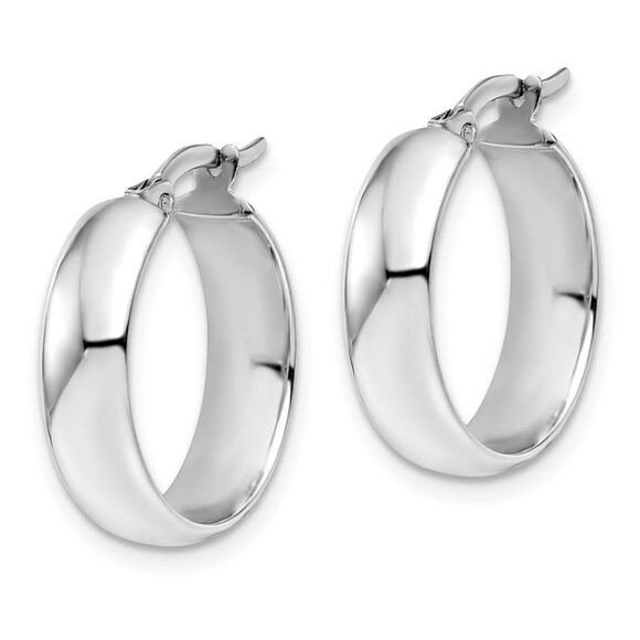 4.5mm Polished Round Hoop Earrings 10k White Gold, 18mm (11/16 Inch) - Picture 2 of 5
